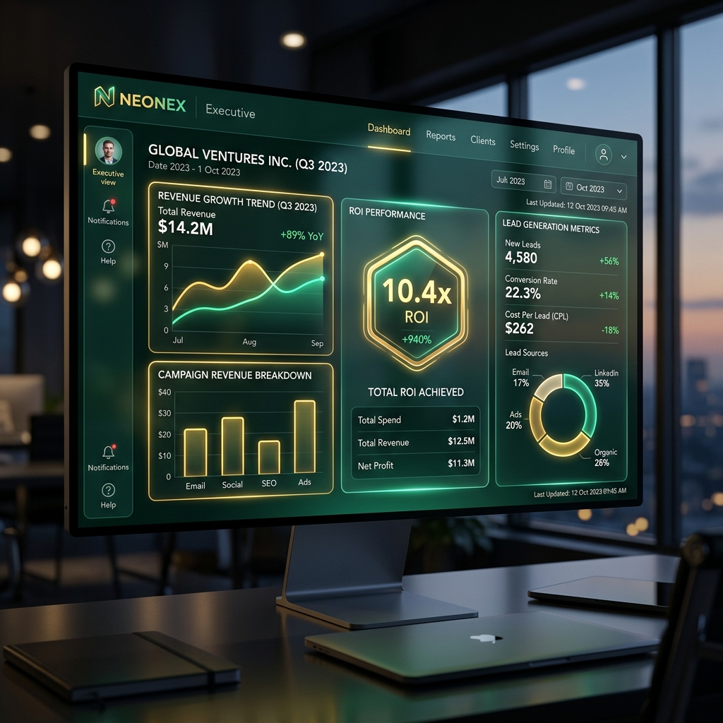 Executive Client ROI Growth Dashboard